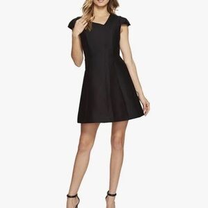 Halston Heritage | Cap Sleeve V Neck Faille Dress Black NWT mini | size 0